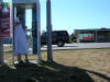 We went to the movies to see the Manchurian candidate. Amy stopped to make a call.